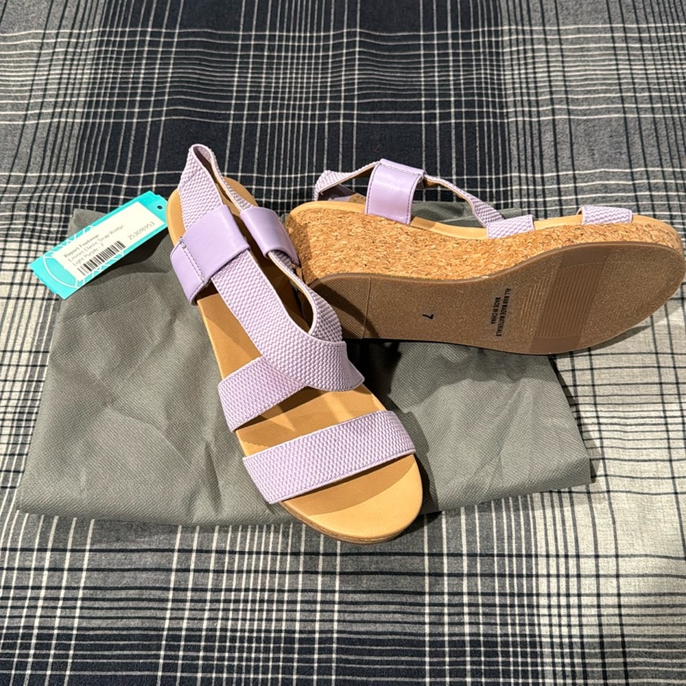 Report Emmet Elastic Strap Wedge - Light Purple -Size 7